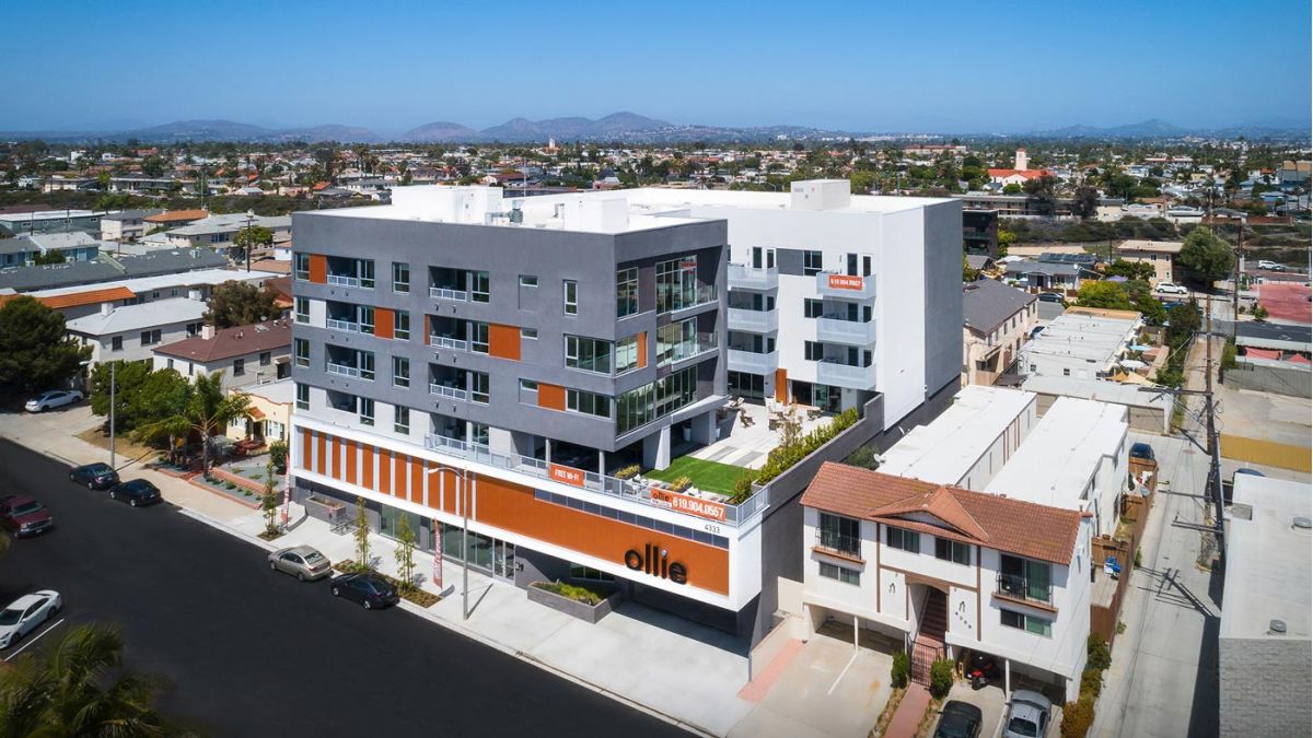 Ollie North Park Lofts exterior aerial view