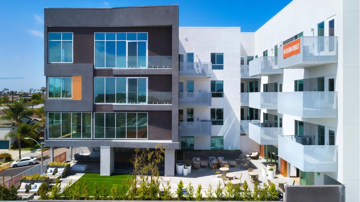 Ollie North Park Lofts exterior side garden view