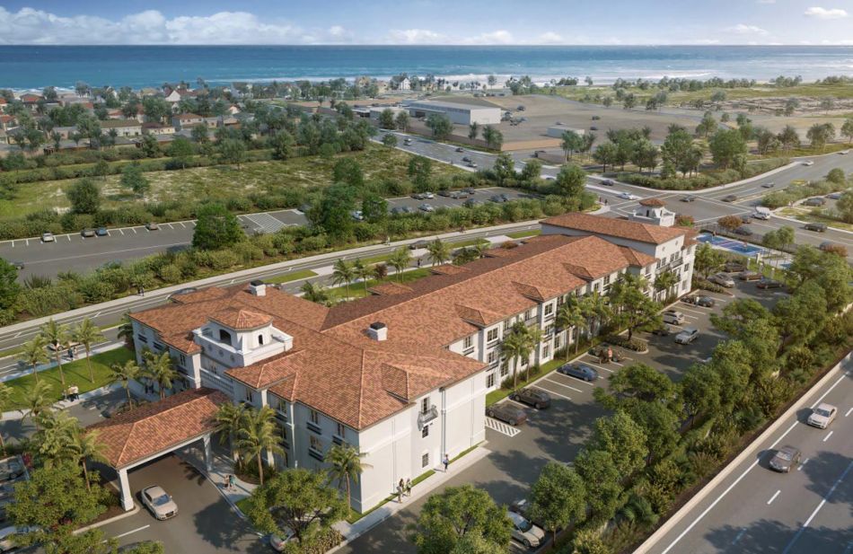 artist rendering of aerial view of property looking towards Pacific Ocean